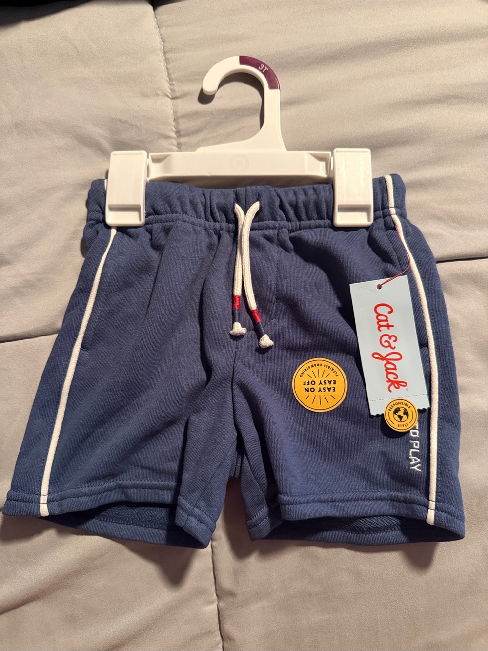 Cat & Jack Blue Drawstring Athletic Shorts with White Trim